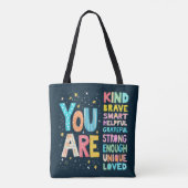 Je bent een Inspirerend positieve typografie Tote Bag (Achterkant)