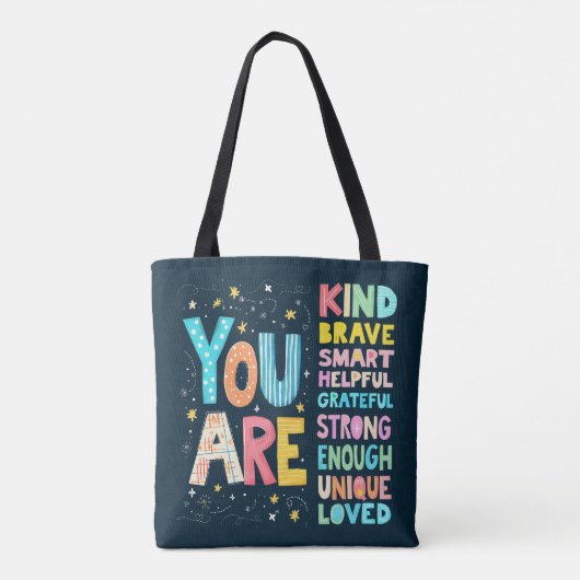 Je bent een Inspirerend positieve typografie Tote Bag (Achterkant)
