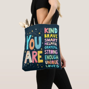 Je bent een Inspirerend positieve typografie Tote Bag
