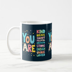 Je bent een inspirerende quote positieve typografi koffiemok