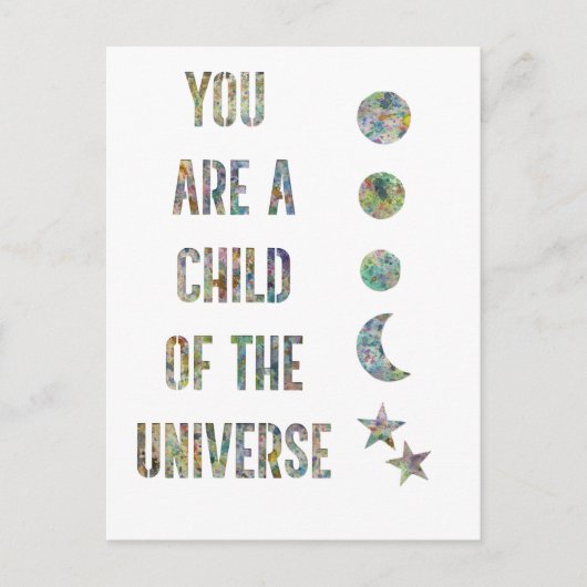 Je bent een kind van het universum briefkaart (Voorkant)