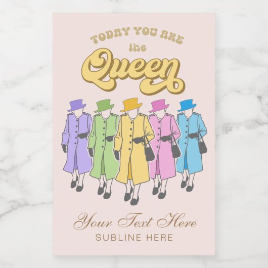 Je bent een koningin van Birthday Jubilee Wijn Etiket (Enkel label)