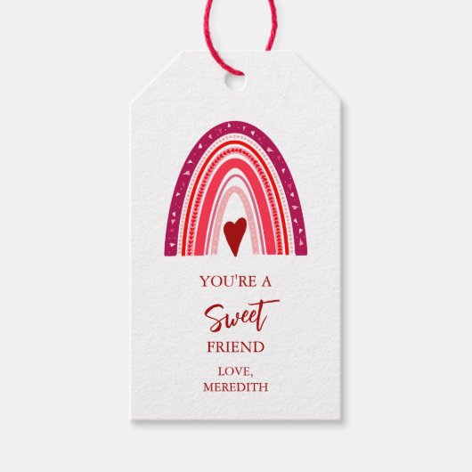 Je bent een lieve vriend Valentijn Boho Regenboog Cadeaulabel (Voorkant)