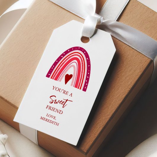 Je bent een lieve vriend Valentijn Boho Regenboog Cadeaulabel