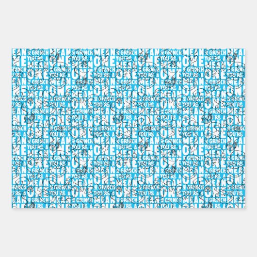 Je bent een Mean One Mr Grinch Blue Pattern Inpakpapier Vel (Voorkant 2)