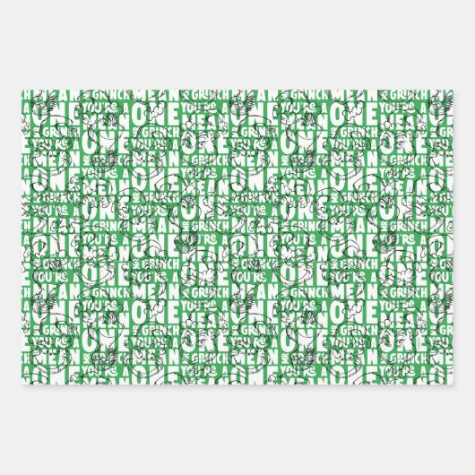 Je bent een Mean One Mr Grinch Green Pattern Inpakpapier Vel (Voorkant 3)