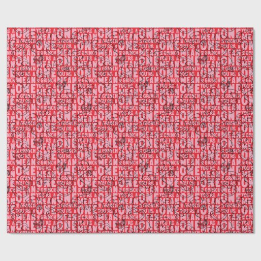 Je bent een Mean One Mr Grinch Red Pattern Cadeaupapier (Vlak)