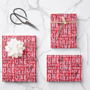 Je bent een Mean One Mr Grinch Red Pattern Inpakpapier Vel
