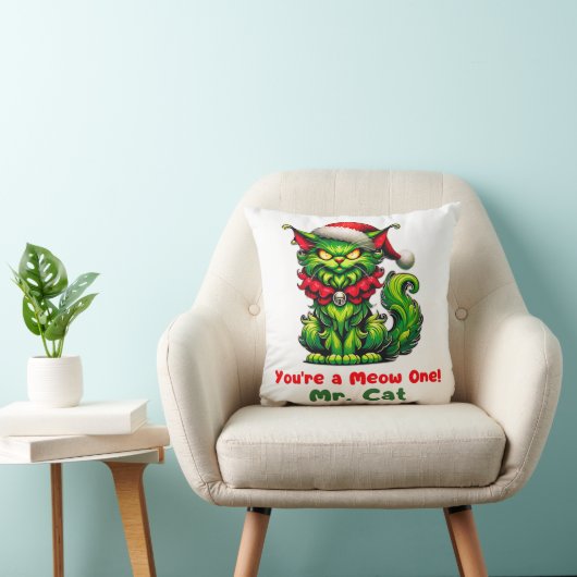 Je bent een Meow Eén! Menéér Kat Festieve Grumpy C Kussen (Stoel)