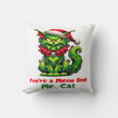 Je bent een Meow Eén! Menéér Kat Festieve Grumpy C Kussen (Voorkant)