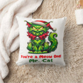 Je bent een Miauwige Eén! Humeurige Kerstkat Kussen (Deken)