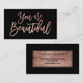 Je bent een mooie roos goudtipografie zwart visitekaartje (Voorkant / Achterkant)
