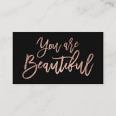 Je bent een mooie roos goudtipografie zwart visitekaartje (Voorkant)