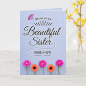 Je bent een mooie zuster, binnen en buiten! kaart (Gele Bloem)