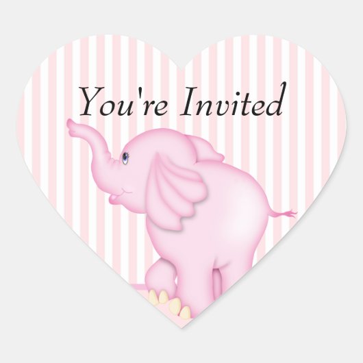 Je bent een Olifant Roze Baby shower Hart Sticker (Voorkant)