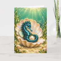 Je Bent een Parel Turquoise Zeepaardje Wenskaart