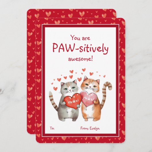 Je bent een Pawsitively Awesome Valentijnskaart vo Feestdagenkaart (Voorkant / Achterkant)