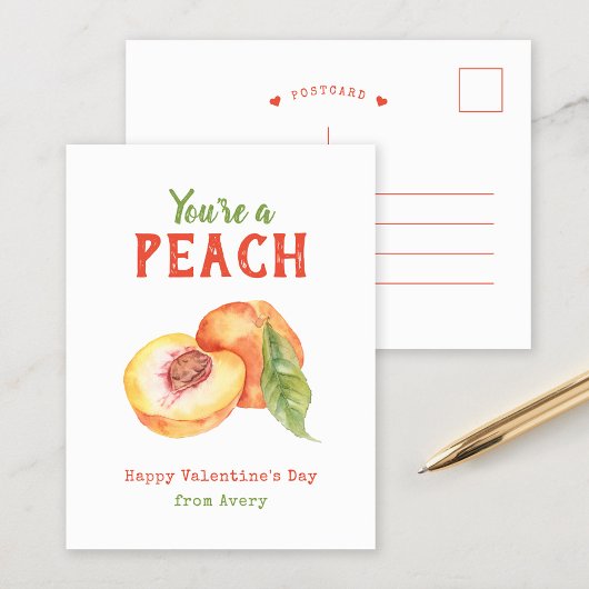 Je bent een Peach Kinder Valentijnsdag Feestdagenkaart