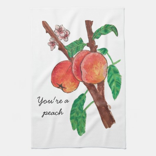 Je bent een Peach Kitchen Towel. Theedoek (Verticaal)