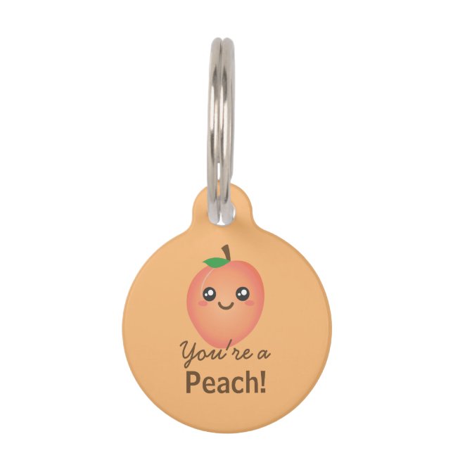 Je bent een Peach Sweet Kawaii Cute Funny Foodie Huisdierpenning (Voorkant)