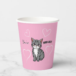 Je bent een perfecte geanimeerde kat en harten roz papieren bekers