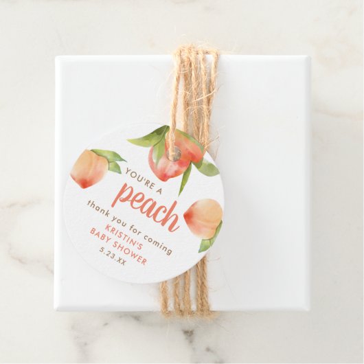 Je bent een perzik bedankt voor je Baby shower. Bedankjes Labels (In situ)