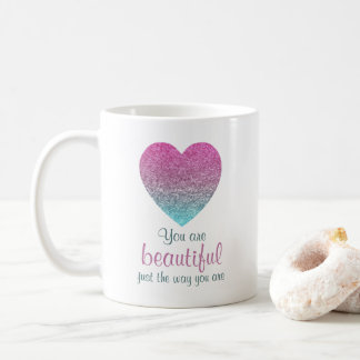 Je bent een prachtig Glitter Heart Gift Koffiemok