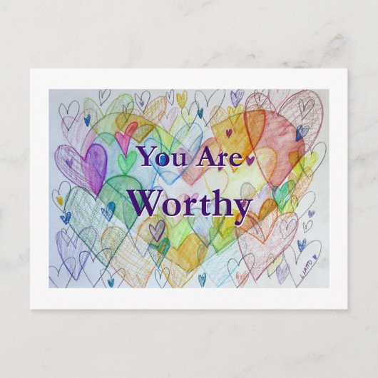 Je bent een Rainbow Hearts Art Briefkaart (Voorkant)