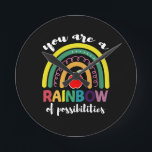 Je bent een regenboog van mogelijke leraar ronde klok<br><div class="desc">Je bent een regenboog van Mogelijkheden Leraar grappig,  leraar,  terug naar school,  school,  onderwijs,  leren,  onderwijs,  vintage,  voorschoolse school,  humor,  student,  cadeaus voor haar voor kinderen</div>