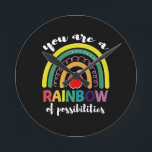 Je bent een regenboog van mogelijke leraar ronde klok<br><div class="desc">Je bent een regenboog van Mogelijkheden Leraar grappig, leraar, terug naar school, school, onderwijs, leren, onderwijs, vintage, voorschoolse school, humor, student, cadeaus voor haar voor kinderen</div>