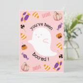 Je bent een roze halloween kaart van Boo. (Staand voorkant)