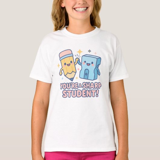 Je bent een Slimme Student – Cute Potlood & Slijpe T-shirt (Voorkant)