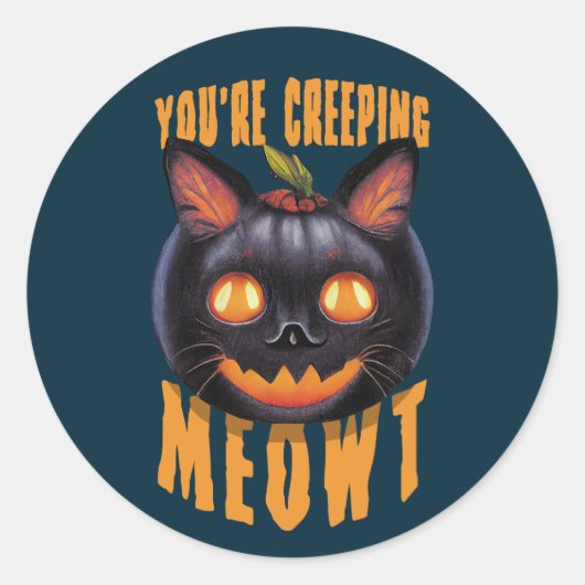 Je bent een sluipende Meowt. | Halloween Black Cat Ronde Sticker (Voorkant)