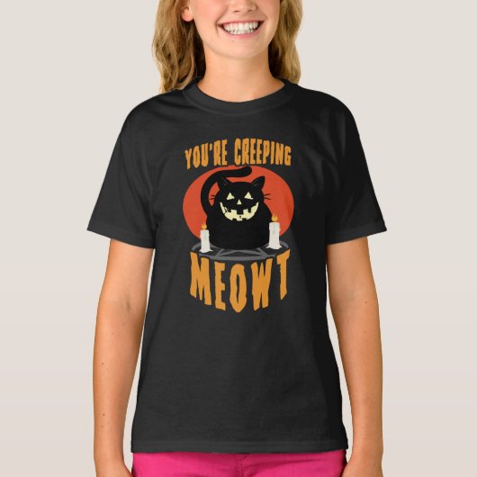 Je bent een sluipende Meowt. | Halloween Black Cat T-shirt (Voorkant)