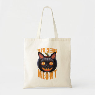Je bent een sluipende Meowt.   Halloween Black Cat Tote Bag