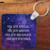 "Je bent een speciale" positieve bevestigende Sleu Sleutelhanger (Achterkant)