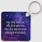 "Je bent een speciale" positieve bevestigende Sleu Sleutelhanger (Achterkant)