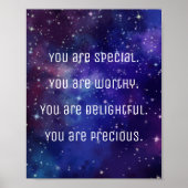 "Je bent een speciale" positieve bevestiging Poster (Voorkant)