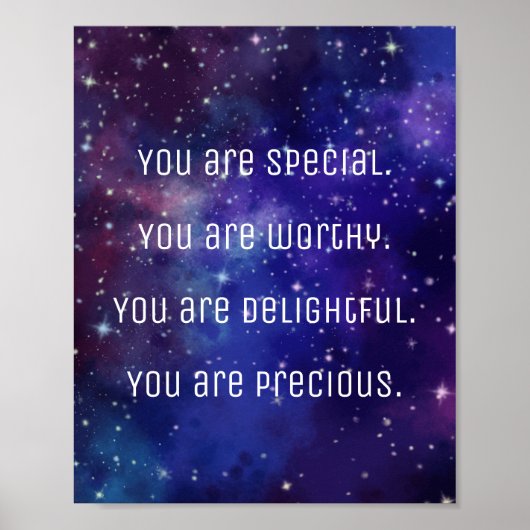 "Je bent een speciale" positieve bevestiging Poster (Voorkant)