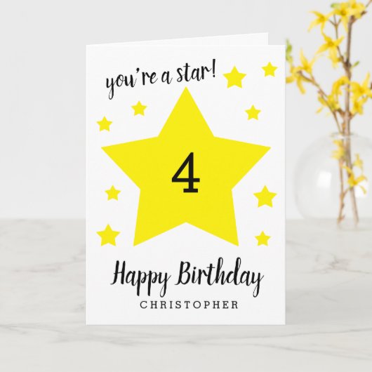 Je bent een Star 4th Birthday Kaart (Gele Bloem)