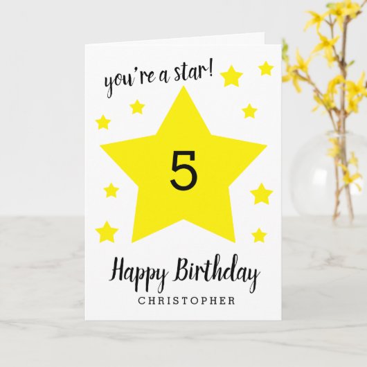 Je bent een Star 5th Birthday Kaart (Gele Bloem)