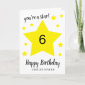 Je bent een Star 6th Birthday Card Kaart (Voorkant)