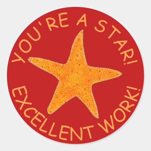 Je bent een Star Good Work Starfish Teacher Reward Ronde Sticker (Voorkant)