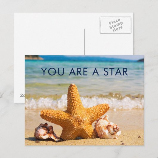 Je bent een Star Starfish en zeeschelpen op het st Briefkaart (Voorkant / Achterkant)