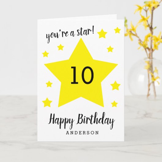 Je bent een ster 10th Birthday Kaart (Gele Bloem)
