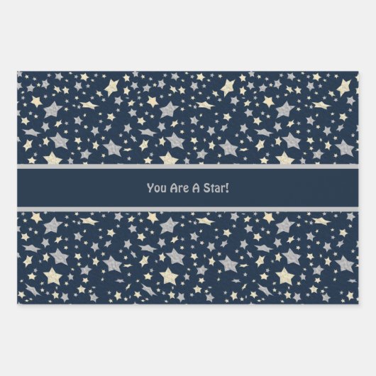 Je bent een ster. Elegant modern blauw Inpakpapier Vel (Voorkant 3)