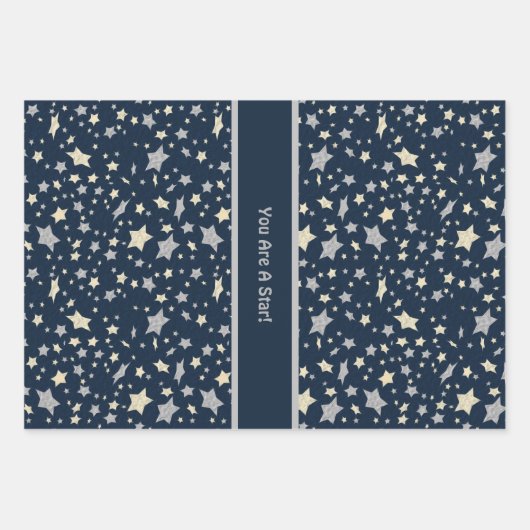Je bent een ster. Elegant modern blauw Inpakpapier Vel (Voorkant 2)