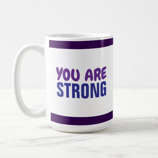 Je bent een sterke Paarse Blauwe Aanmoediging Koffiemok (Links)