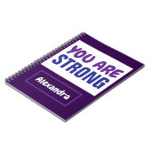Je bent een sterke Paarse Blauwe Aanmoediging Notitieboek (Linkerzijde)