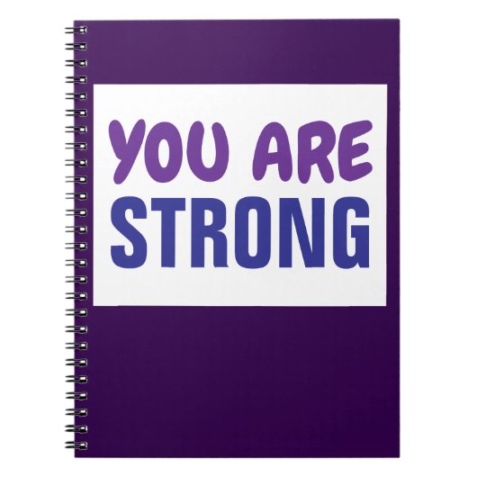 Je bent een sterke Paarse Blauwe Aanmoediging Notitieboek (Voorkant)